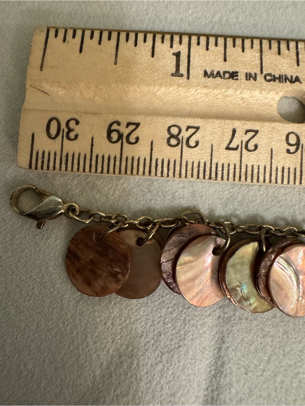 Disc Charm Bracelet – Iridescent Shell and Metal Discs - Picture 6 of 9